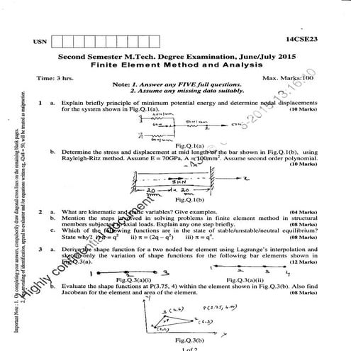 2nd Semester M Tech: Computer Science and Engineering (June-2015) Question Pa...