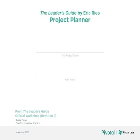 2015 Lean Startup Conference - Leader's Guide Project Planner