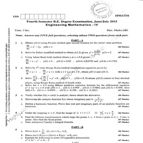 4th Semester Electronic and Communication Engineering (June/July-2015) Questi...