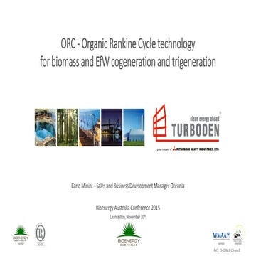 ORC - Organic Rankine Cycle technology for biomass and EfW cogeneration and t...