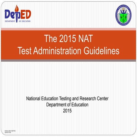 2015 nat test admin guidelines edited feb 2015 | PPTX