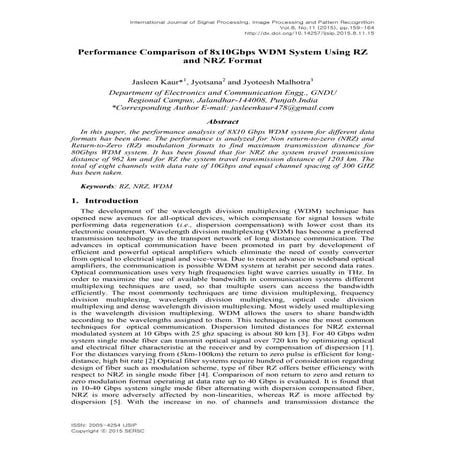 performance WDM System Using RZ and NRZ Format.pdf