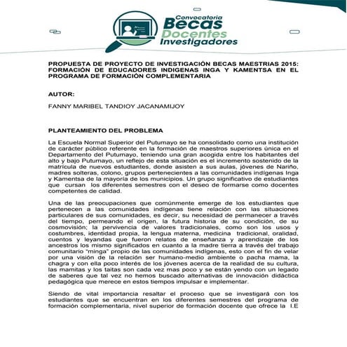 FORMACIÓN DE EDUCADORES INDIGENAS INGA Y KAMENTSA EN EL PROGRAMA DE FORMACIÓN COMPLEMENTARIA.