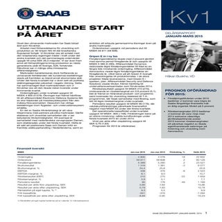 Saab Delårsrapport januari-mars 2015