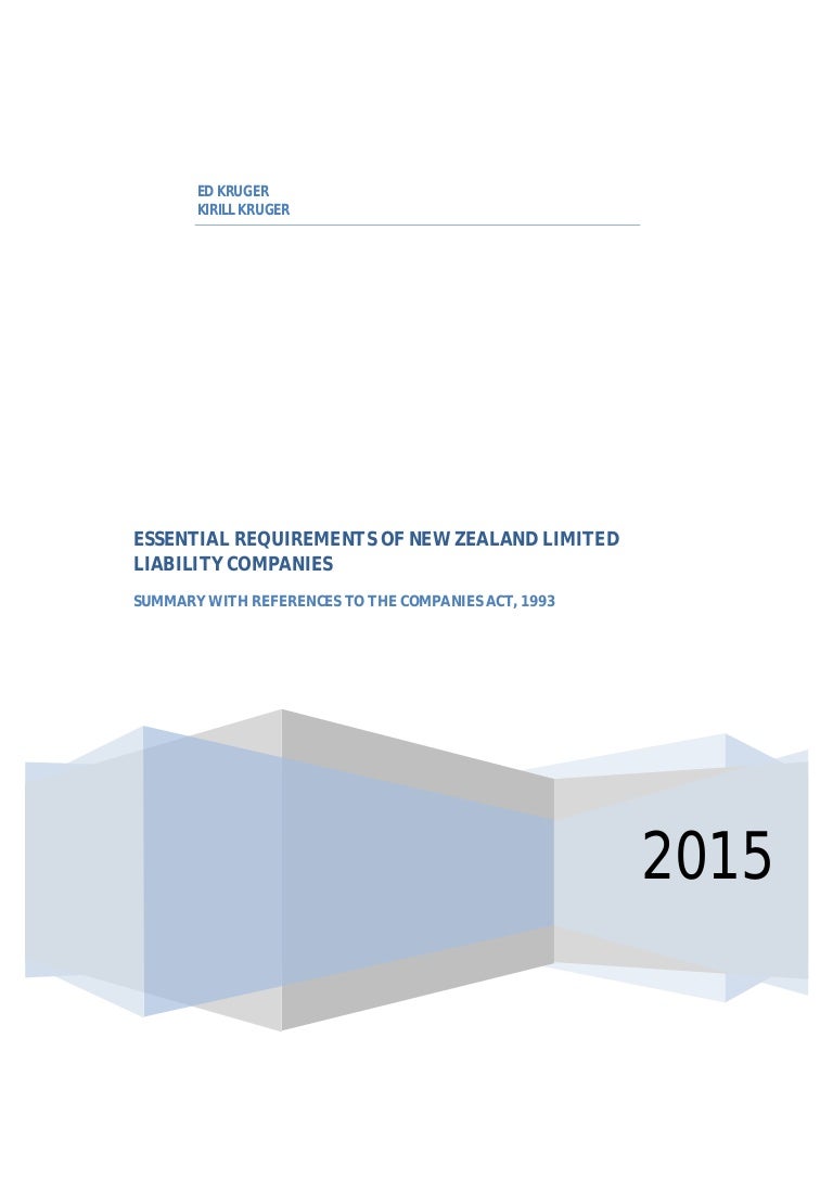 2015 Requirements of New Zealand Companies