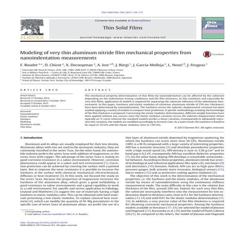 Modeling of very thin aluminum nitride film mechanical properties from ...