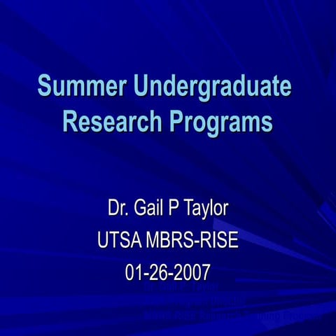 2015 summer program and personal statement - by Dr.Taylor
