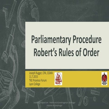 2015 TKE Province Forum – Robert’s Rules of Order
