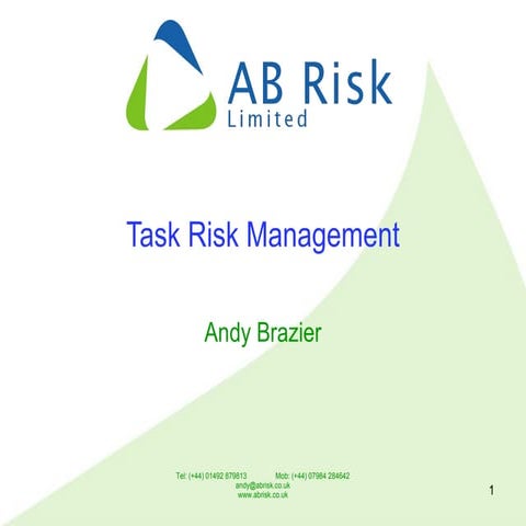 2015 Trinity Dublin - Task risk management - hf in process safety