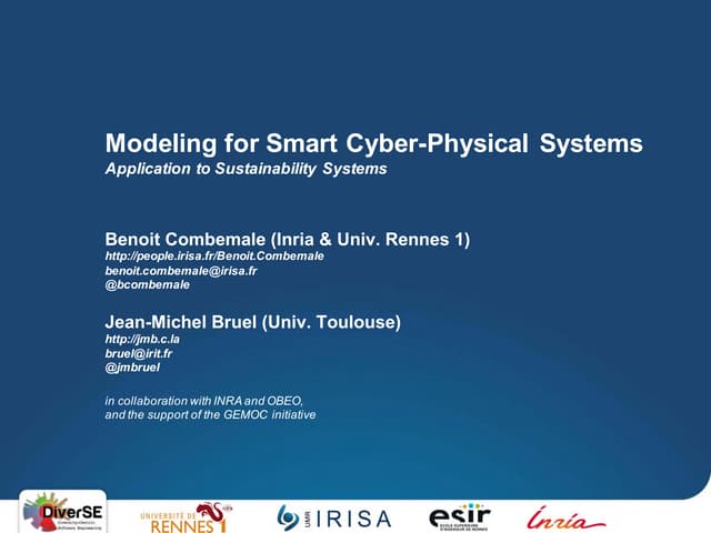 Modeling for Smart Cyber-Physical Systems (Jan 26th, 2016)