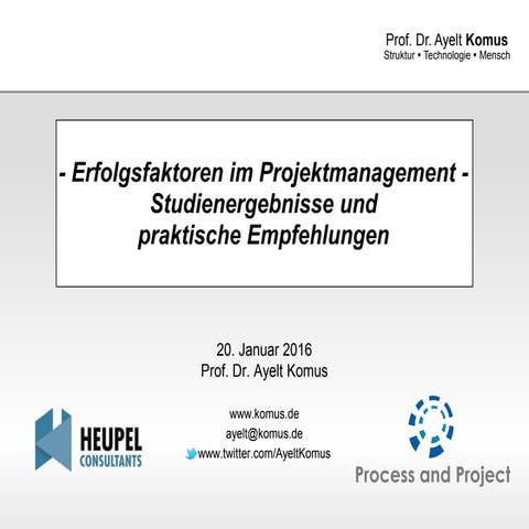 - Erfolgsfaktoren im Projektmanagement - Studienergebnisse und praktische Emp...