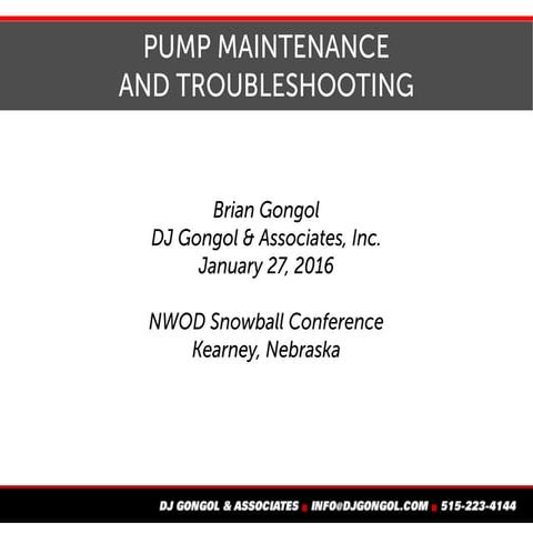 Pump Maintenance and Troubleshooting
