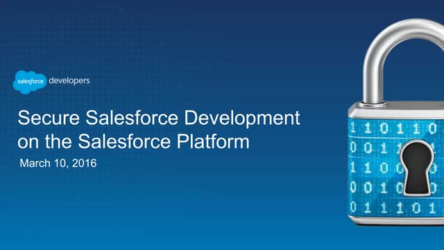 Secure Development on the Salesforce Platform - Part I