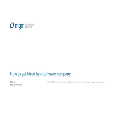 [DevDay 2016] How to get hired by a software company Speaker Till