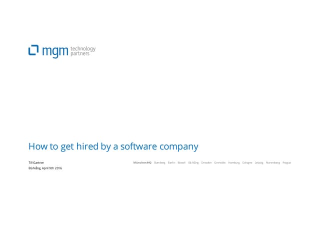  [DevDay 2016] How to get hired by a software company - Speaker: Till Gartner...