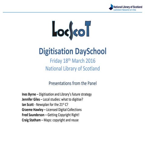 LocScot's Digitisation Day School 18th March 2016