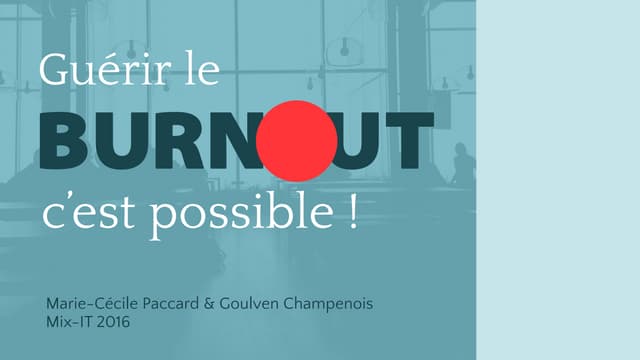 Guérir le burnout, c'est possible ! Mix-IT 2016