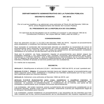 Proyecto de Decreto para facilitar la autorización de trámites