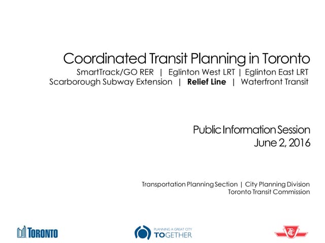 Toronto Relief Line Public Meeting Presentation