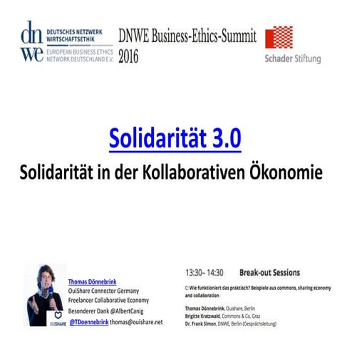 Solidarität 3.0 - Solidarität in der Kollaborativen Ökonomie