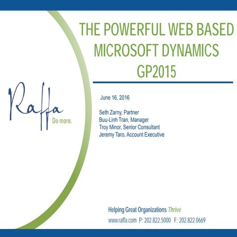 2016-06-16 The Powerful Web Based Microsoft Dynamics GP2015