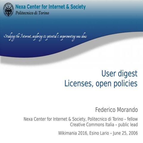 Wikimania 2016 - User digest: Licenses, open policies