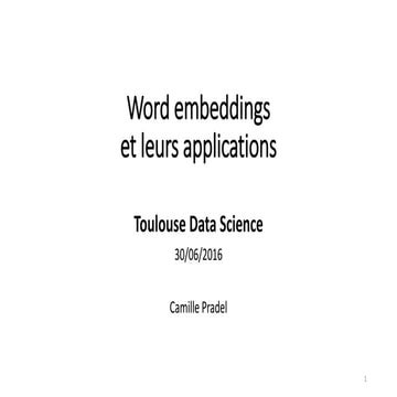 Word embeddings et leurs applications (Meetup TDS, 2016-06-30)