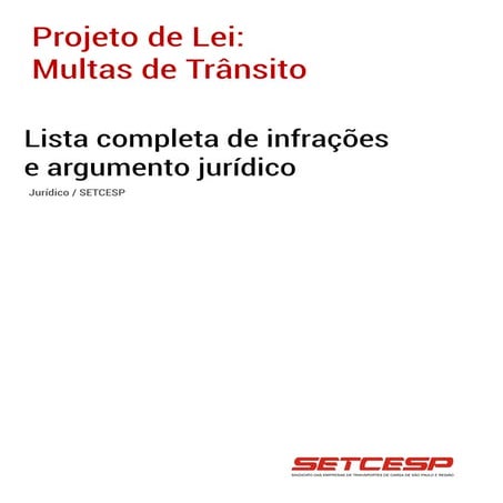 Projeto de Lei - Multas de Trânsito