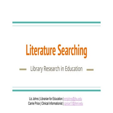 Literature Searching: Adult Learning Theory