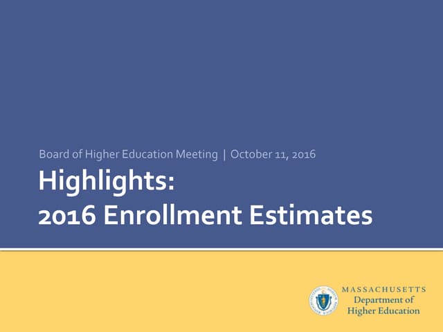 Highlights: 2016 Enrollment Estimates