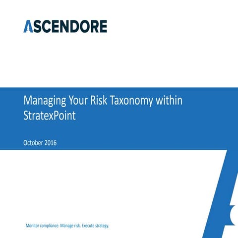 Managing Your Risk Taxonomy within StratexPoint