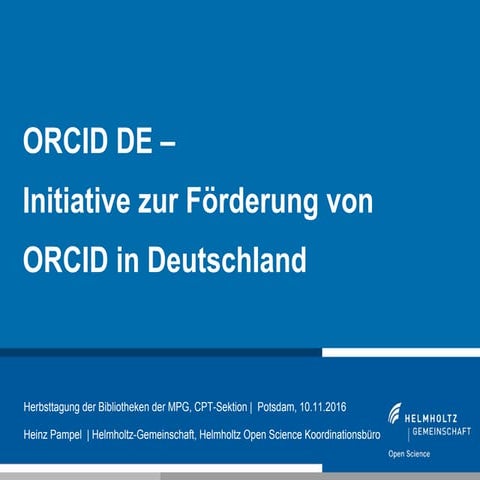 ORCID DE –  Initiative zur Förderung von ORCID in Deutschland