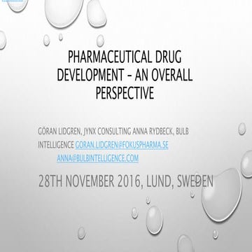 2016-11-28 Mentlife seminar: Pharmaceutical Drug Development; An Overall Pers...