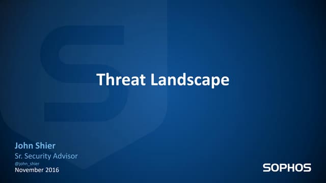 Sophos Day Belgium - The IT Threat Landscape and what to look out for
