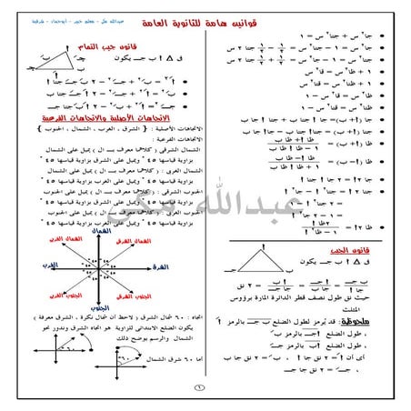 قوانين هامة  لطلاب علمي رياضة للثانوية العامة2016
