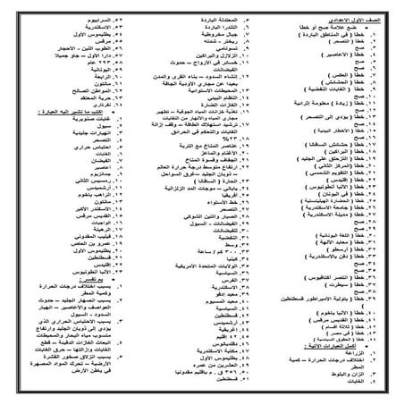 إجابات شيت الصف الأول الاعدادي 2016 م