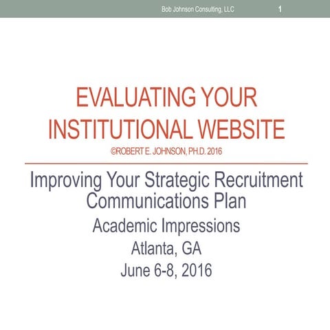 Evaluating Your Institutional Website
