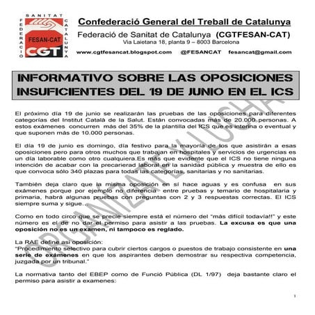 2016.06.06 CGTFESANCAT - INFORMATIVO OPOS ICS 19J