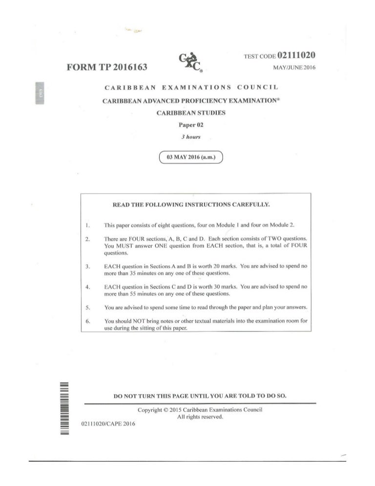 Cape caribbean studies past paper essays picture