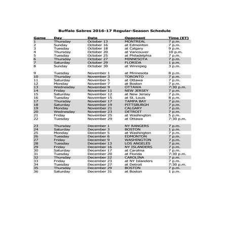 2016 17-buffalo-sabres-schedule | PDF