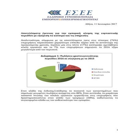 ΕΣΕΕ για κίνηση εορταστικής περιόδου 2016