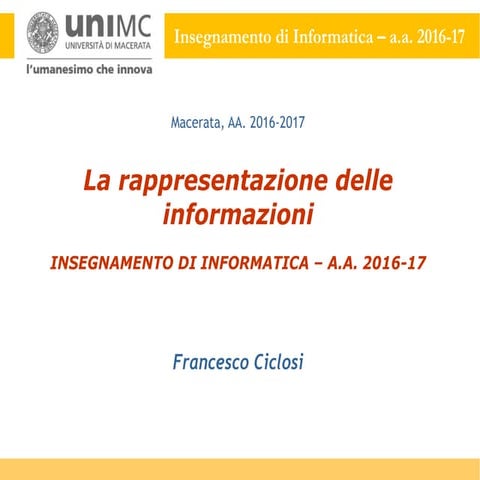 La rappresentazione delle informazioni
