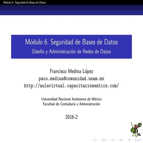 Presentación del Módulo 6. Seguridad en Base de Datos