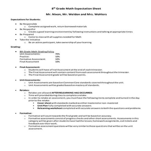 2016 2017 expectation sheet