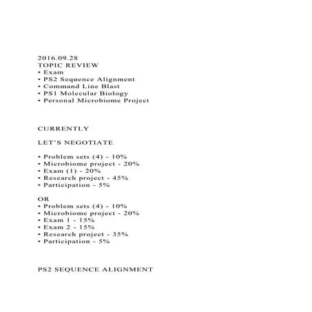 2016.09.28TOPIC REVIEW• Exam • PS2 Sequence Alignment .docx
