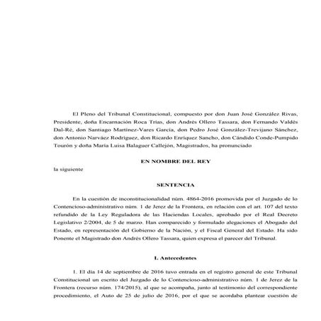 Sentencia del Tribunal Constitucional que anula la Plusvalía Municipal.