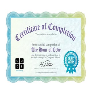 2016 Hour Of Code Certificate