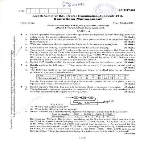 8th Semester Mechanical Engineering (June-2016) Question Papers