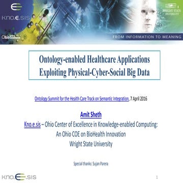 Ontology-enabled Healthcare Applications exploiting Physical-Cyber-Social Big...
