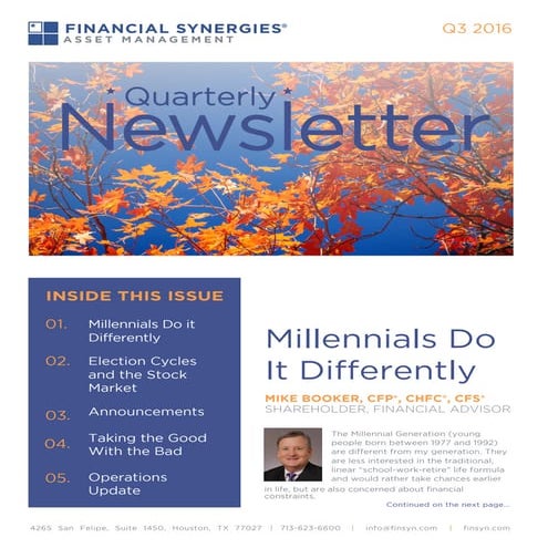 Financial Synergies | Q3 2016 Newsletter